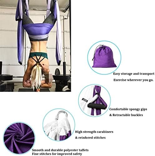 Seijy Aerial Yoga Swing חזק אנטי-כובד יוגה ערסל/קלע/הפוך תקרת תקרת + רצועות הרחבה