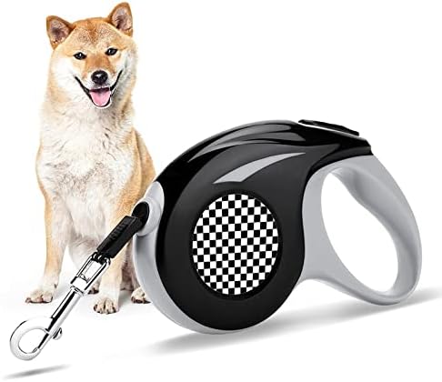 מירוץ לבן שחור משובץ רצועת רצועה של כלב רצועה מחמד רצועה עם רצועת הליכה עם מנעול כפתור אחד ושחרור