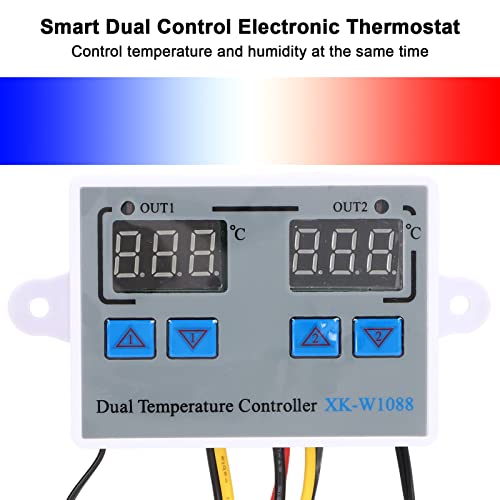 מתג טמפרטורת בקרה כפולה, 12V 2 מעביר דיוק גבוה תרמוסטט אלקטרוני פלט ישיר לאקווריום לחממה