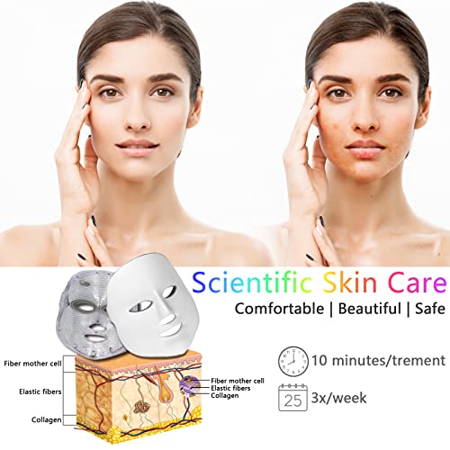 ספרדאר לד מסיכת פנים טיפול באור, 7 לד טיפול באור מסיכת טיפוח עור פנים לטיפול במסכות פנים - אנטי אייג