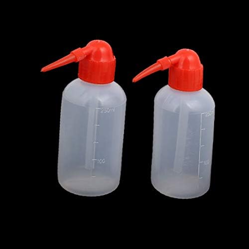 2 יחידות כיסוי אדום שקוף לבן בצורת גליל פלסטיק לסחוט בקבוק מדידה 250 מ ל (2 פייזות דה טאפה רוג