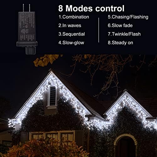 360 LED אורות קרח חג המולד חיצוניים, 60 טיפות נוטפות אורות מחזור קרח, אורות מיתר פיות בגודל 29.5 רגל עם