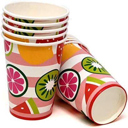 סט כלי שולחן של מסיבות הפירות בקיץ כולל 24 צלחות נייר 9 24 צלחת 24 24 9 גרם כוסות 50 מפיות ארוחת