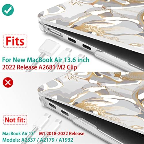 Tuiklol תואם ל- MacBook Air 13.6 אינץ '2022 שחרור M2 Chip Model A2681, כיסוי מקלדת מארז קשיח קשה מפלסטיק עבור