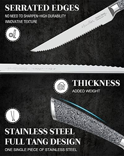 הרייט סטייק סכיני סט של 8, 4.5 בשיש & מגבר; נירוסטה סטייק סכין סט של 6 בשחור