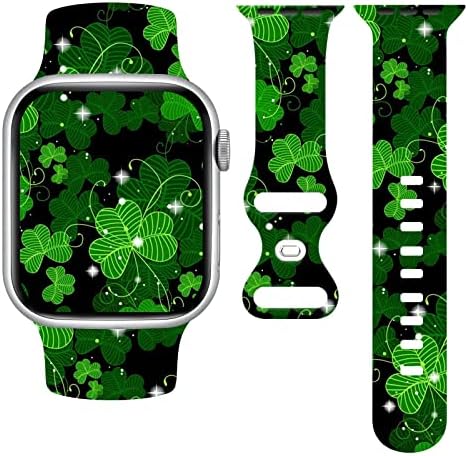 Shamrock Happy St. Patrick's Day Watch להקת התואמת ל- Apple Watch, ארבע להקות עלים עלים רצועות