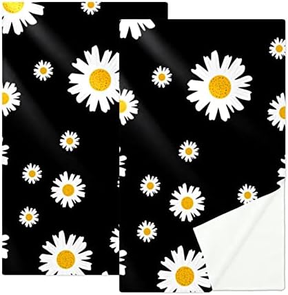 Guerotkr 2 יח ', מגבת יוגה, מגבות כושר, מגבת מחצלת יוגה, מגבות אימון לזיעה, חלקה חלקה חרצית לבנה פרח פרח שחור