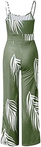 סרבל מזדמן לנשים אופנה הדפסת ספגטי רצועות חליפת משחק בטן בקרת רחב רגל ארוך מכנסיים