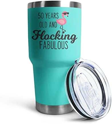 מתנות יום הולדת 50 של מואנס לנשים גברים - כוס כוס 50 ונהדרת עם מכסה - בקבוק מים מבודד מנירוסטה
