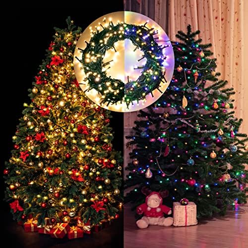 אורות עץ חג המולד של Usokyo, 128ft 360 LED אורות חג מולד חיצוניים עם מרחוק, 11 מצבים לבן חם ורב צבע משתנים