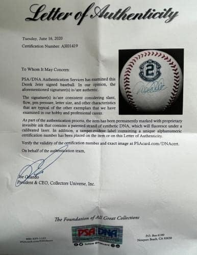 דרק ג'טר חתם על מס '2 קפטן לוגו פרישה בייסבול PSA AH01419 - כדורי בייסבול עם חתימה