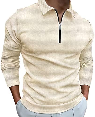 חולצות גולף לגברים רבע רוכסן רזה רזה מתאים לחולצות פולו שרוול ארוכות