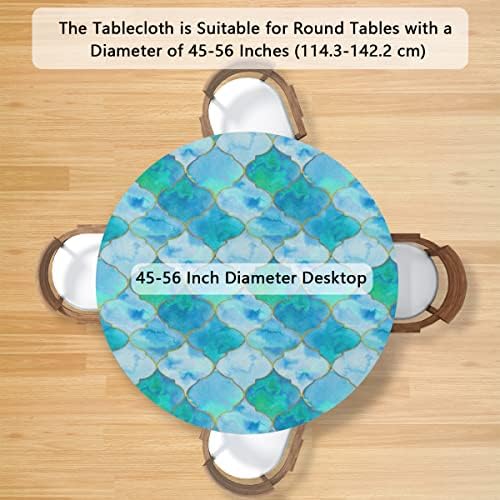 מפת שולחן עגולה גיאומטרית עם קצוות אלסטיים עם כיסוי שולחן הניתן לניגוב מגן שולחן למטבח אוכל פיקניק שולחן