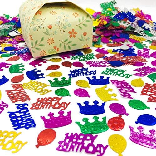 יום הולדת שמח קונפטי-סילני ממזרת פאייטים ליום הולדת רב-צבעוניים, מטאלית ליום הולדת לציוד למסיבות יום
