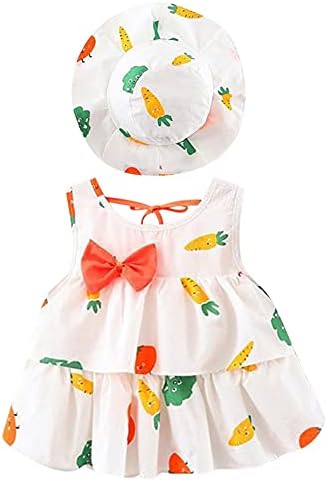 טירת IBTOM מפלגת בנות תינוקות קיץ שמלות טוטו פרח קשת ללא גב אחורי עם כובע קש נסיכה מסיבת Sundress