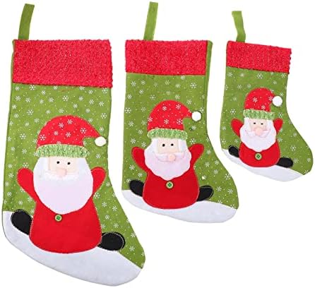 Hanabass 3 PCS גרבי חג מולד סנטה נוכח קישוטי תפאורה לשק לילדים גרביים סנטה לילדים קישוט עץ חג