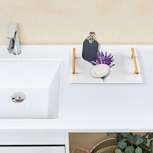 מגש אמבטיה אקרילי של דלונאן, צבעי מים מלבניים פרחים פרחים פרחים פרחים מגשים דקורטיביים עם ידיות זהב למטבח