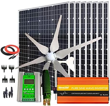 ערכת שמש רוח 1300 וואט 24 וולט: מחולל טורבינות רוח 400 וואט + 8 יחידות פאנל סולארי חד-גבישי 120 וואט +
