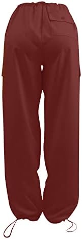 מכנסי מטען של Cokuera נשים רחוב מלא בצבע מוצק מכנסי מטען מגניבים מכנסי רץ מכנסיים קשורים מכנסי רגל רחבים מזדמנים