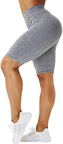 QOQ נשים קת -אימון אימון מכנסיים קצרים מרקם מותניים גבוהים מכנסיים שלל יוגה קצרים חלת דבש מכנסיים לבקרת