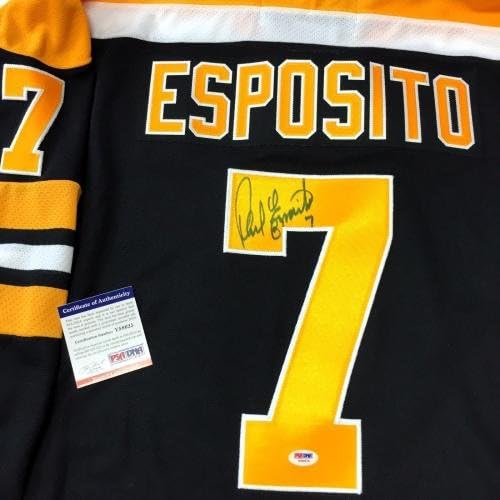 פיל אספוזיטו חתום על בוסטון ברוינס CCM וינטג 'ג'רסי PSA/DNA COA Y58625 - חתימה על גופיות NHL חתימה