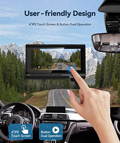 Rayfoto 4K Cam Dash Cam Cam מובנה WiFi GPS קדמי 4K ומצלמת מקף כפול אחורי 2K למכוניות, תצוגה 4 , מסך מגע, מקליט