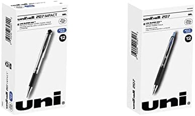UNI-Ball 207 השפעה עטים ג'ל נקודה מודגשת, 1.0 ממ, כחול, 12 ספירה & uniball gel עטים, 207 ג'ל סימוני עם נקודה