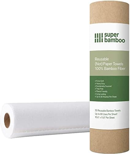 Cleanomic - מגבות נייר במבוק סופר - מגבות סיבי במבוק, מגבות נייר סופג מהיר, מגבות נייר מטבח, עמידות וניתנות