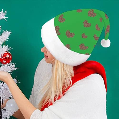 שד סרטן מודעות ורוד סרט לב מצחיק חג המולד כובע סנטה קלאוס כובעי קצר קטיפה עם לבן חפתים עבור חג המולד חג מסיבת