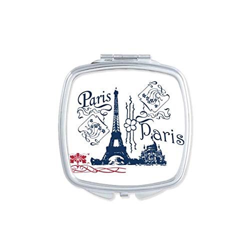 אייפל מגדל צרפת פריז קו ציור מראה נייד קומפקטי כיס איפור כפול צדדי זכוכית