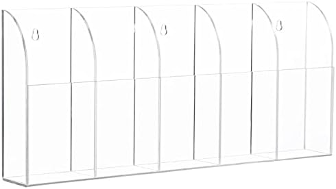 מחזיק קיר מרחוק אקרילי יאקו 5 תאים, מחזיק בשלט רחוק ברור קיר קיר, 10.4 '' × 1.6 '' × 5.6 'מחזיק עט קיר, מחזיק עט