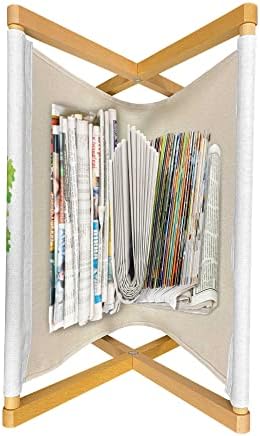 מגזין עץ עץ אלון אמבסון ומחזיק ספרים, סניפים פשוטים מצוירים מצוירים בעיצוב אביב סצנת טבע צבעונית,