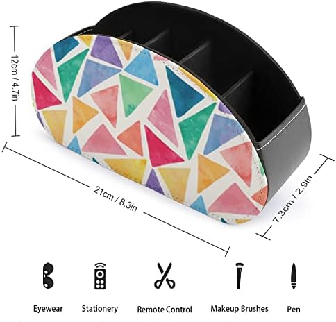 מחזיק שלט רחוק משולשי וינטג 'צבעוניים עם 5 תאים מארגן עור מארגן פו תיבת אחסון קאדי