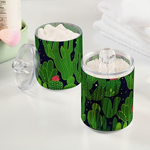 קקטוס כותנה ירוקה מחזיקת ספוגית מיכלי אמבטיה צנצנות עם מכסים מכוונים כרית כותנה כרית כרית עגול