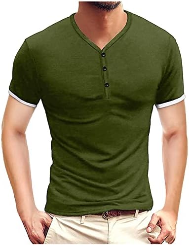 3 כפתורים קצר שרוול כיס חולצות לגברים קיץ קומפי מוצק צבע טי חולצות מקרית