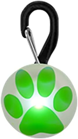 אור צווארון לד בגודל לילה, אור צווארון כלב או חתול, סוללות להחלפה, עיצוב כפות לד ירוק לבן