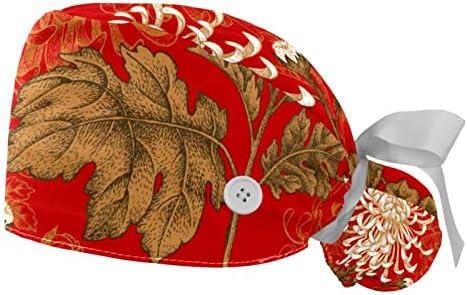 כובע עבודה עם כפתורים סרט זיעה עניבת כובעי בופנט אחורי, פרח אפור ורוד וינטג '