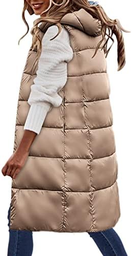 Snksdgm מעילי חורף של נשים, אפוד ארוך למטה לנשים מעילי ברדס עם אפוד ארוך אפוד ארוך מעילי חורף ז'קט חם
