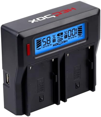 Hedbox RP-DC50/DVF808- מטען סוללות LCD כפול עבור JVC BN- VF808, VF815, VF823, AA-VF8 סוללות