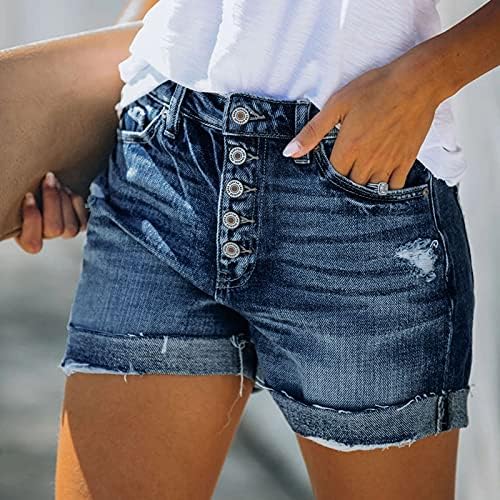 מכנסיים קצרים של נשים ז'אן 4 אינץ 'אינץ' קרקע מזדמן במצוקה קרועה ברמודה מכנסיים קצרים רוכסן
