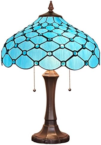 זה שנים טיפאני מנורת שולחן ים כחול חרוזים סגנון מוכתם זכוכית מנורת שולחן 16 * 16 * 24 סנטימטרים בציר סגנון שולחן