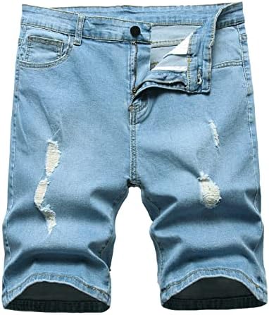 מכנסיים קצרים של גברים קצרים בקיץ ג'ינס דק מכנסיים קצרים אישיות קרועה מגמה דקה מכנסיים קצרים
