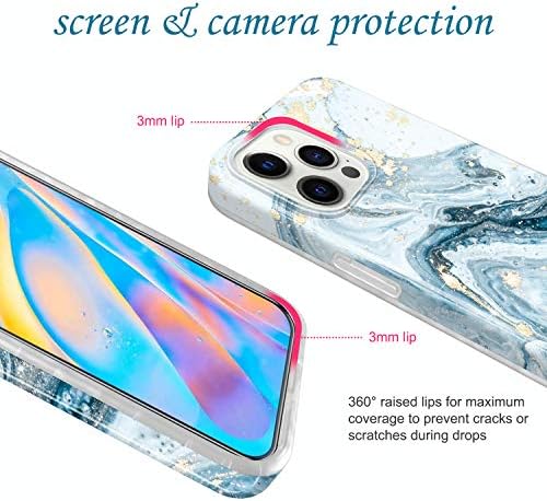 Jiaxiufen Gold Sparkle Glitter Case תואם ל- iPhone 12 ו- iPhone 12 Pro Design Marble Design Tpu Struct