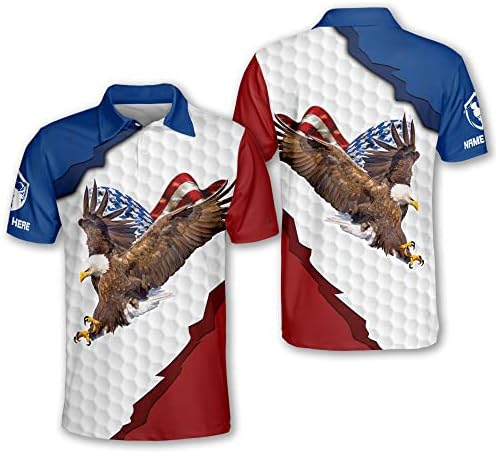 LASFOUR בהתאמה אישית חולצות גולף דגל אמריקאי עבור צוות, חולצות גולף פטריוטיות לגברים, חולצות גולף מטורפות