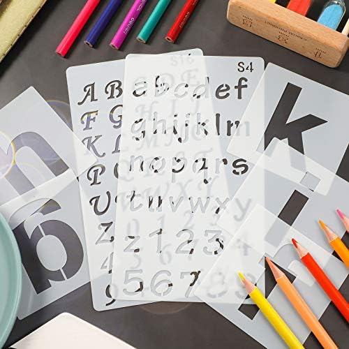 70 חתיכות מכתב ומספר סטנסיליות הגדרת שבלונות מכתב פלסטיק לשימוש חוזר בתבנית אלפביתית עליונה