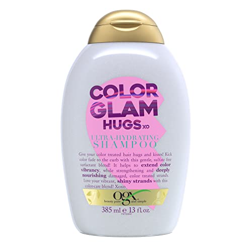 OGX ColorGlam שמפו לחות אולטרה לשיער שטופל בצבע, פעילי שטח עדינים נטולי סולפט כדי לסייע בהגנה