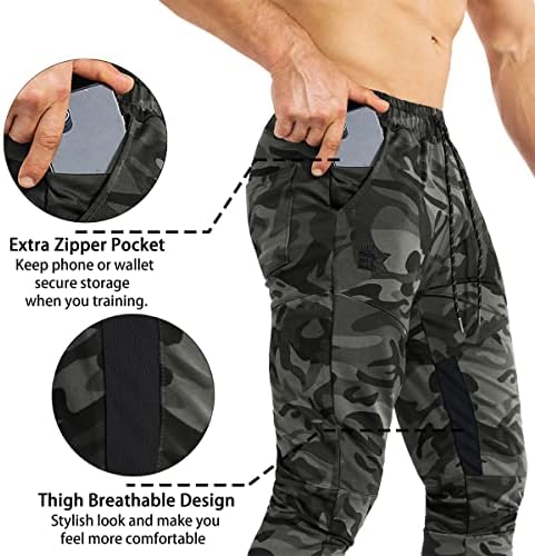 מכנסי רץ לריצה של Brokig Mens Mens Mesh, מכנסיים של פיתוח גוף מזדמנים של גברים עם מכנסי טרנינג עם רוכסן עם כיס