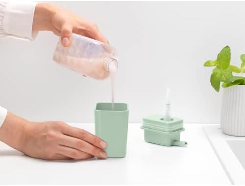 מתקן סבון Brabantia 7oz שטיפת יד, קרם, משאבת שמפו לחדר אמבטיה/מטבח - מילוי קל, קל נקי