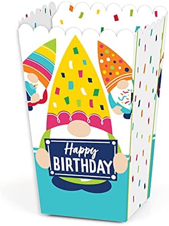 נקודה גדולה של אושר יום הולדת גנום - מסיבת יום הולדת שמח לטובת קופסאות פינוקים פופקורן - סט של 12