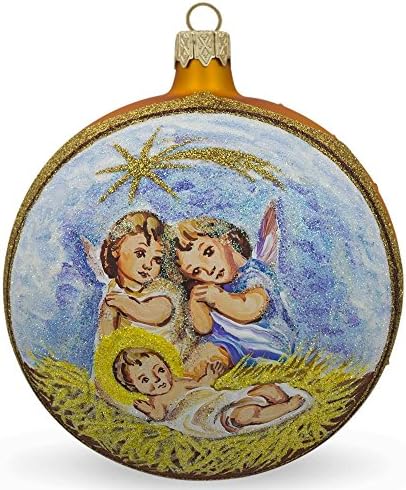 מלאכים המשקיף תינוק ישו זכוכית כדור חג המולד קישוט 4 סנטימטרים